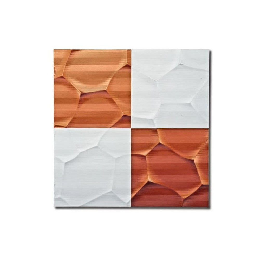 Wall Art 'Crack' White & Metal Orange