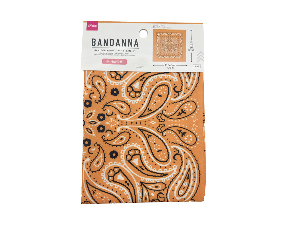 Bandana (Polyester Type, Paisley Pattern, Orange)