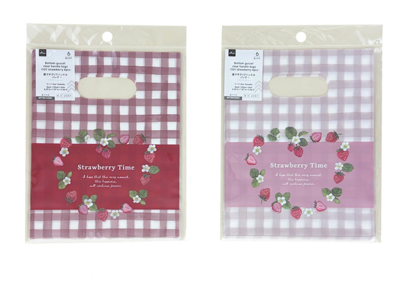 Gusseted Clear Handle Bag (CGV Strawberry, 6 Pieces)