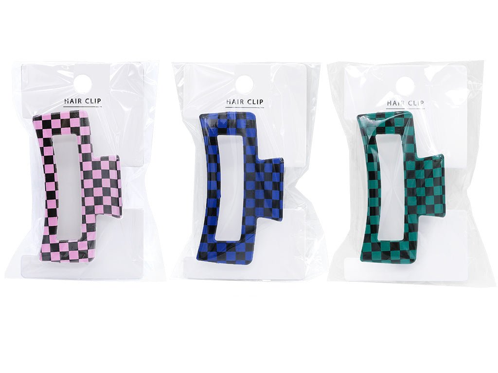 Mini Checker Pattern Hair Clip (Square Pink, Blue, Green)
