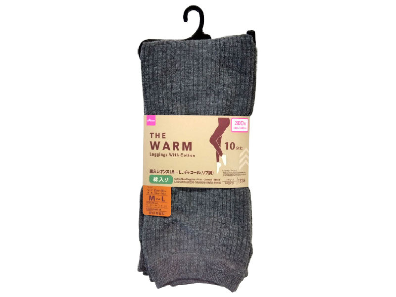 Cotton Leggings (M-L, Charcoal, Ribbed)