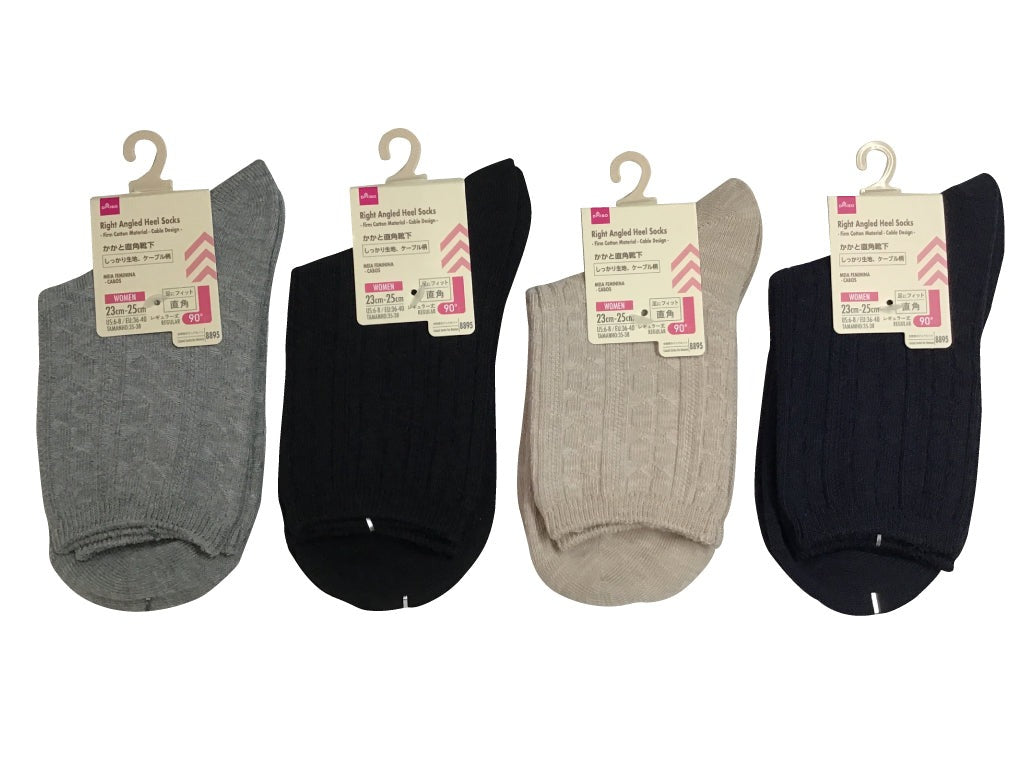 Right Angle Heel Socks (Thick Fabric, Cable Pattern)