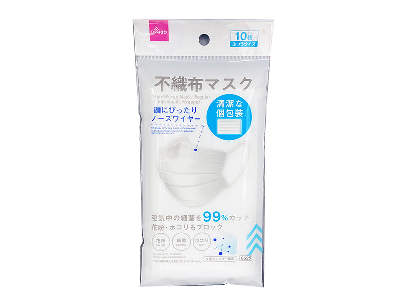 Non-Woven Fabric Masks (10 pcs, Regular, Individually Wrapped)