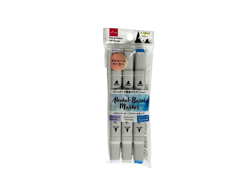 Illustration Marker (Alcohol Type, Dreamy Color, Brush Tip, 3 Pieces)