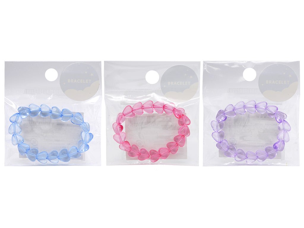 Clear Heart Beads Bracelet (Blue, Pink, Purple)