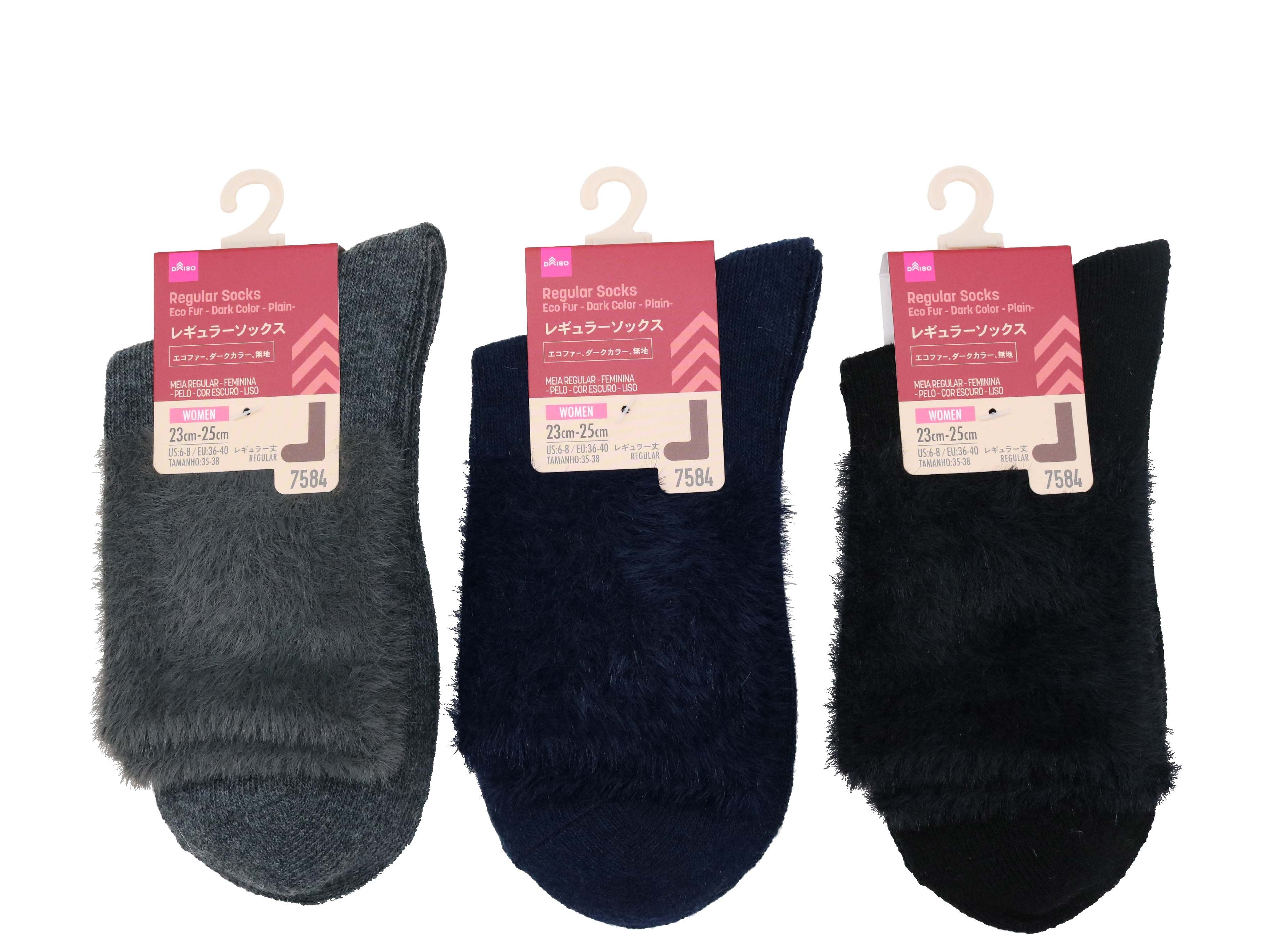 Regular Socks (Ladies, Eco-Fur, Dark Colors, Solid)
