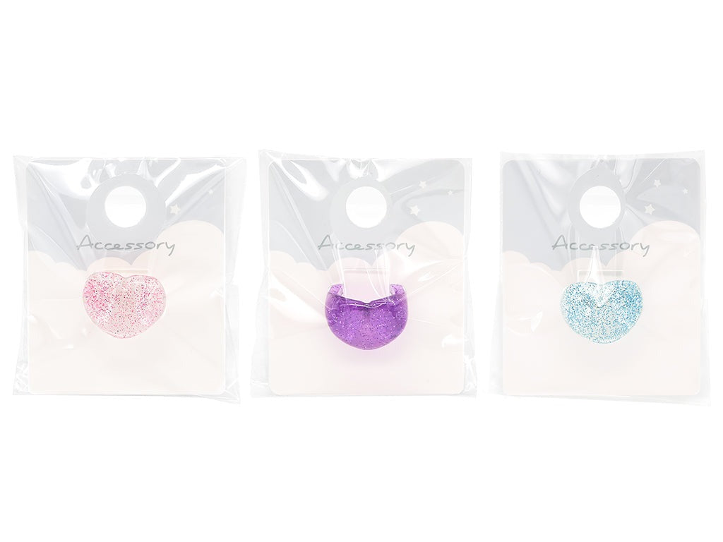 Ring (Clear Glitter, Heart)