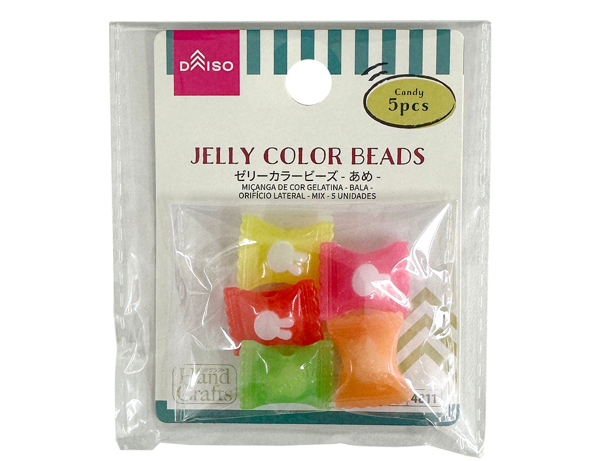 Jelly Color Beads (Candy, Horizontal Hole, Mix, 5 Pieces)
