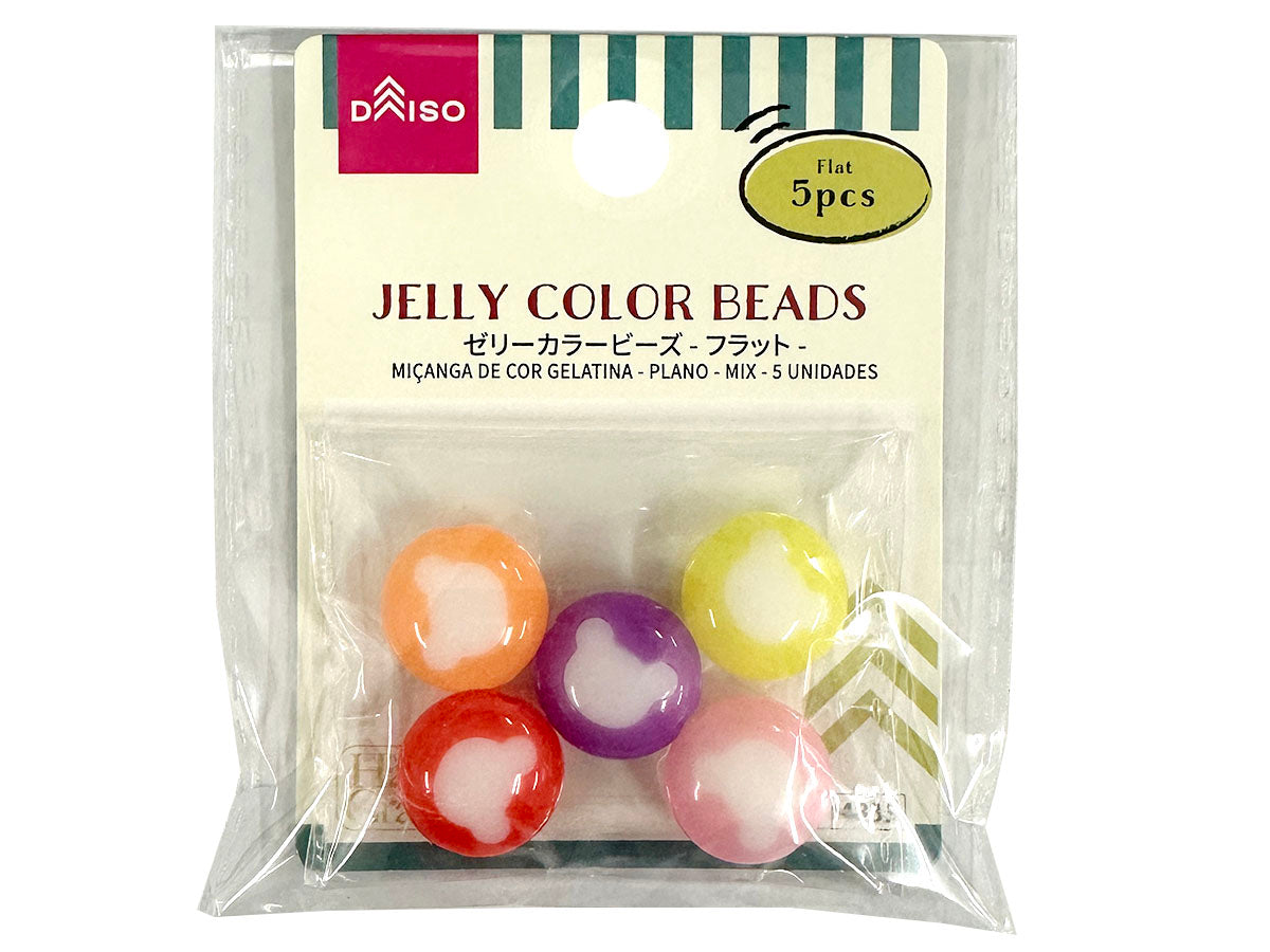 Jelly Color Beads (Flat, Horizontal Hole, Mix, 5 Pieces)