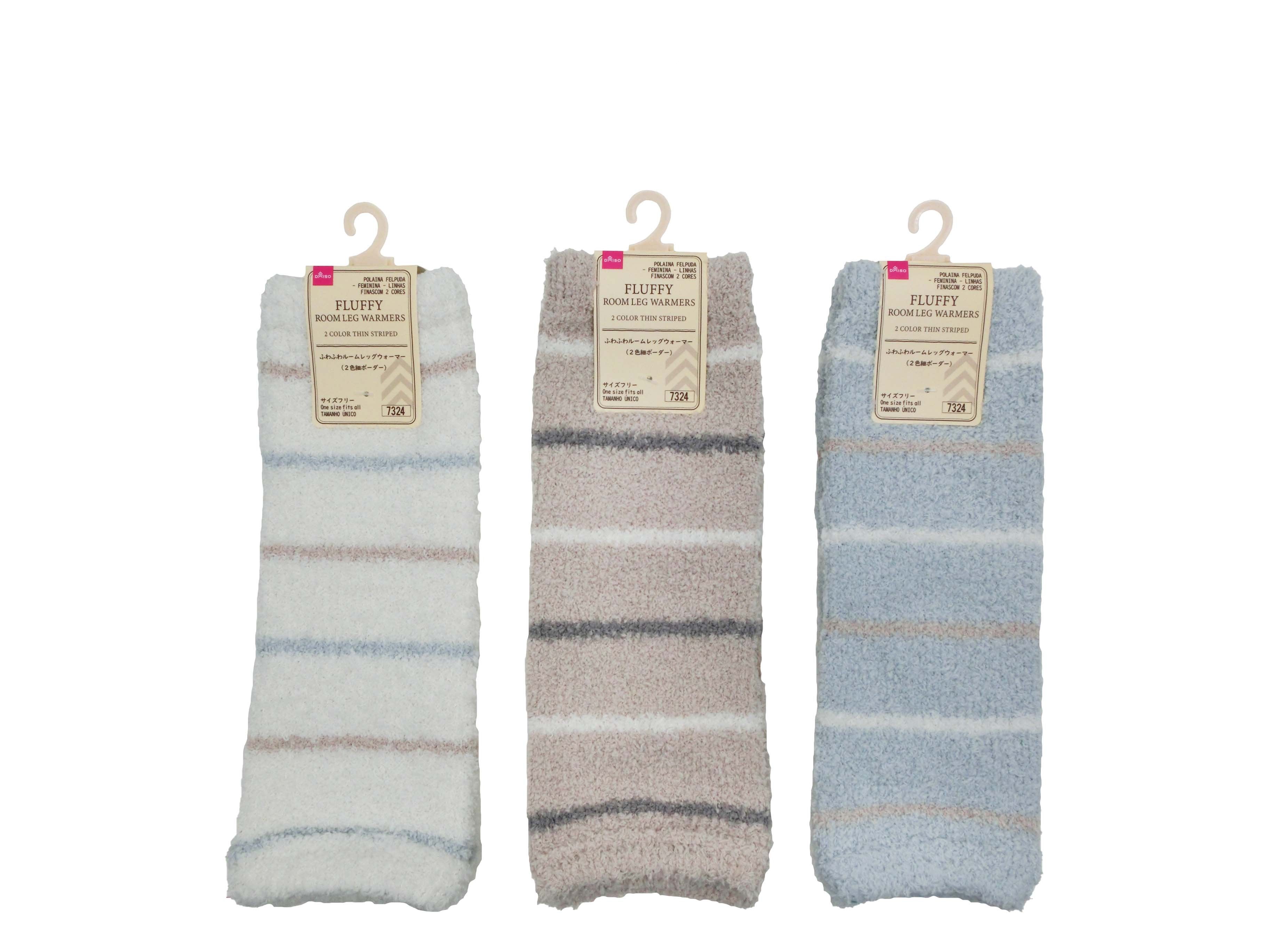 Fluffy Room Leg Warmers (Ladies, Two-Color Stripes)