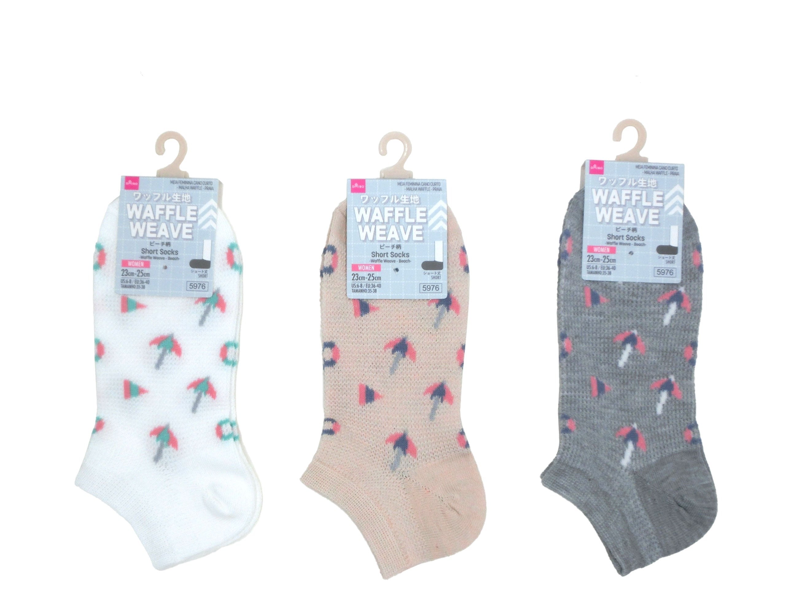 Short Socks (Waffle Fabric, Beach Pattern)