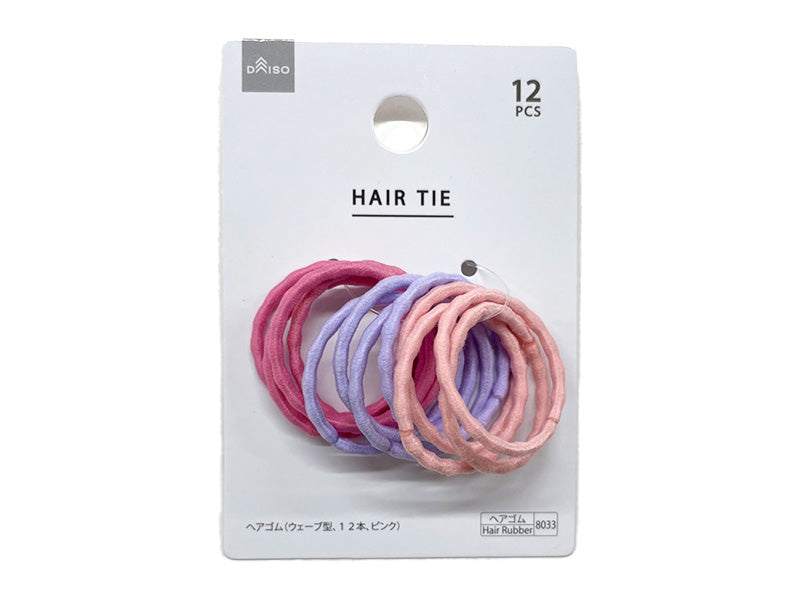 Hair Tie (Wave Type, 12 Pieces, Pink)