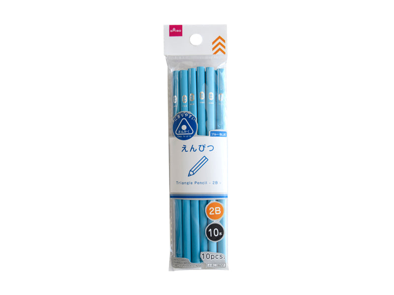 Triangular Pencil (2B, 10 Pieces, Blue)
