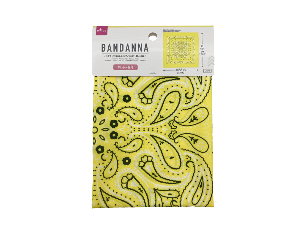 Bandana (Polyester Type, Paisley Pattern, Yellow)