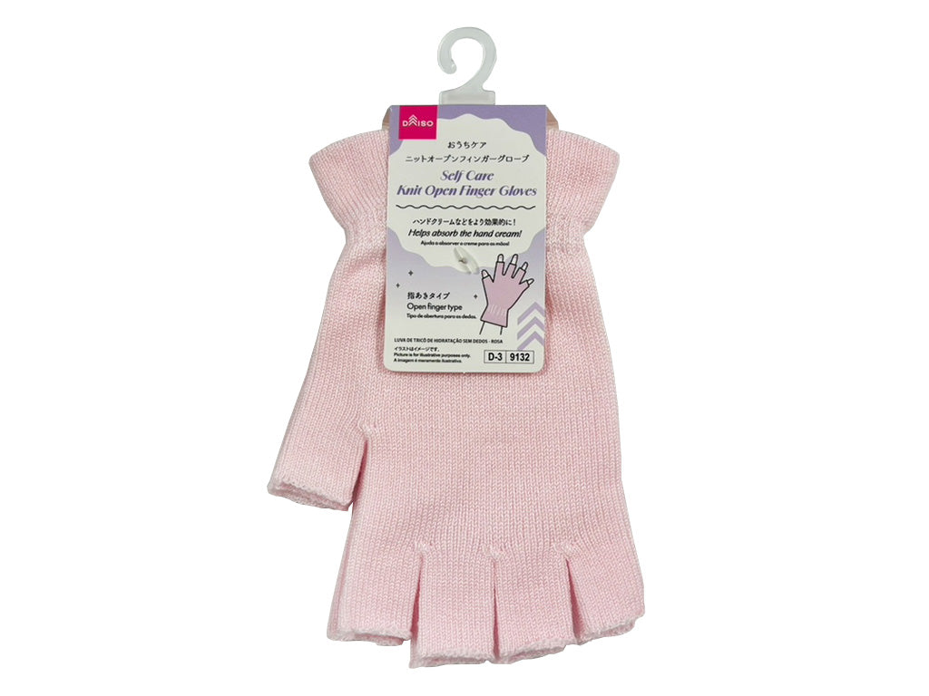 Home Care Knit Open Finger Gloves (Pink)