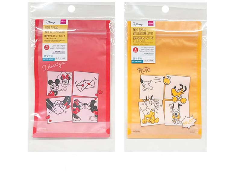 Bottom Gusset Frost Zip Bag, 4 Pieces (Mickey & Friends)