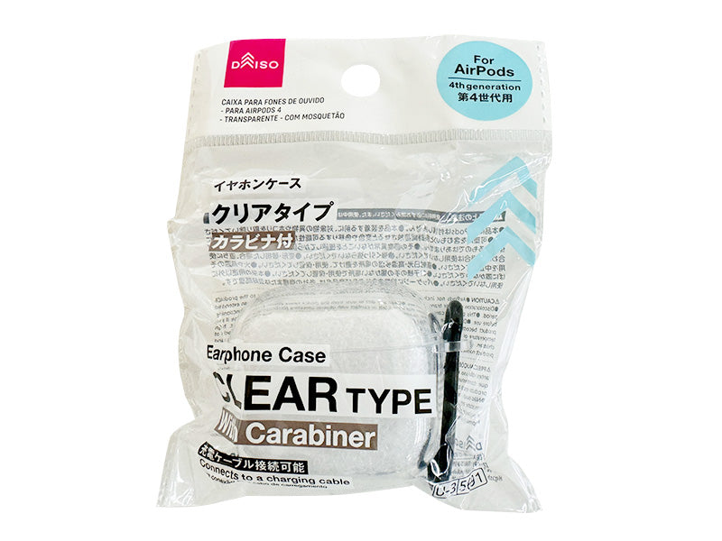 Earphone Case (For AirPods 4, Clear, with Carabiner)