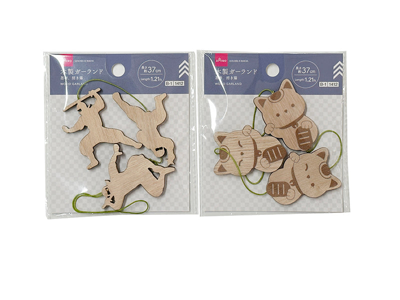 Wooden Garland (Ninja, Lucky Cat)