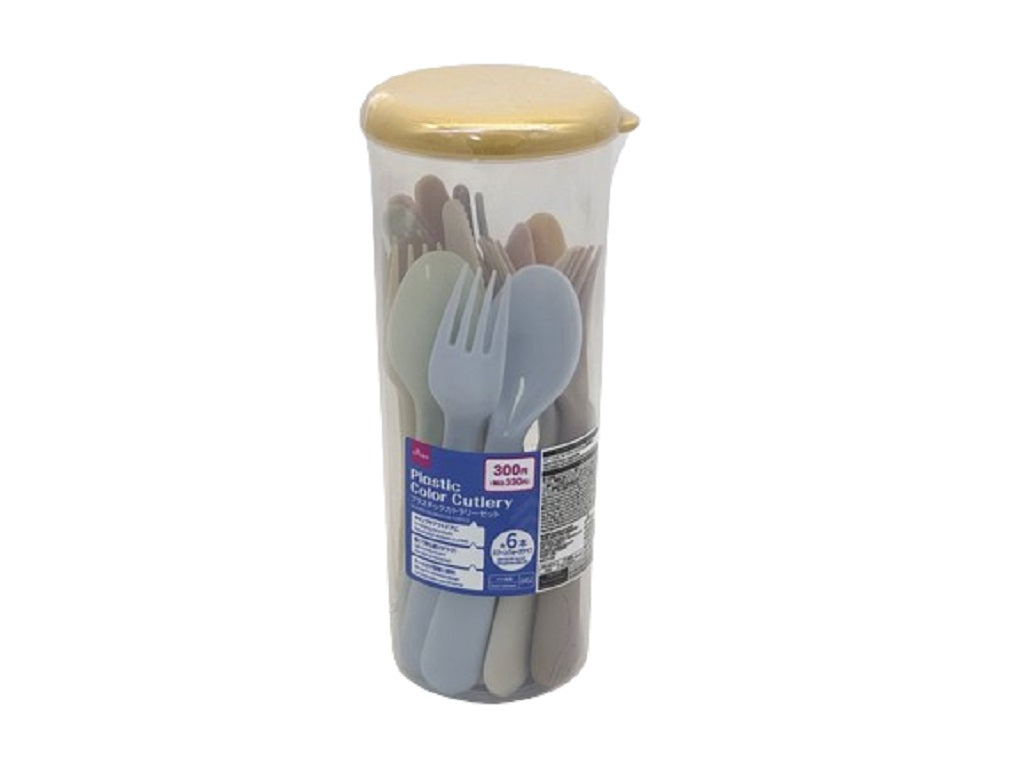 Plastic Color Cutlery Set (Spoon, Fork, Knife, 6 of Each)