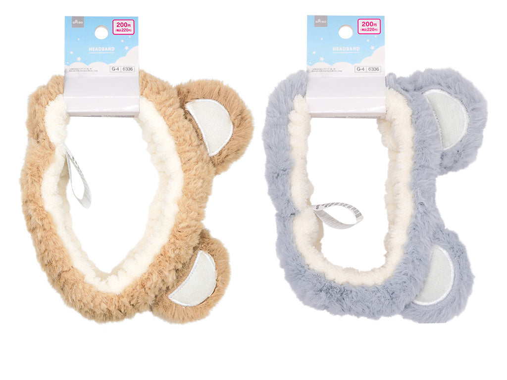 Bear Ear Fluffy Hairband (Brown, Gray)