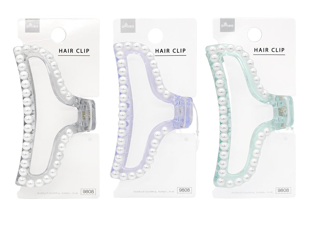 Hair Clip (Fake Pearl, Clear Color, Arch)