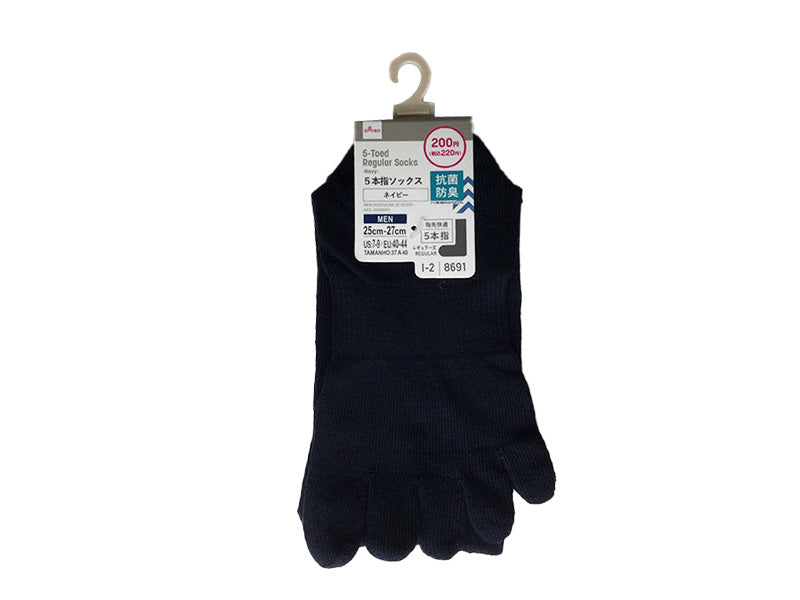 5-Toe Regular Socks (Antibacterial Deodorant, Navy)