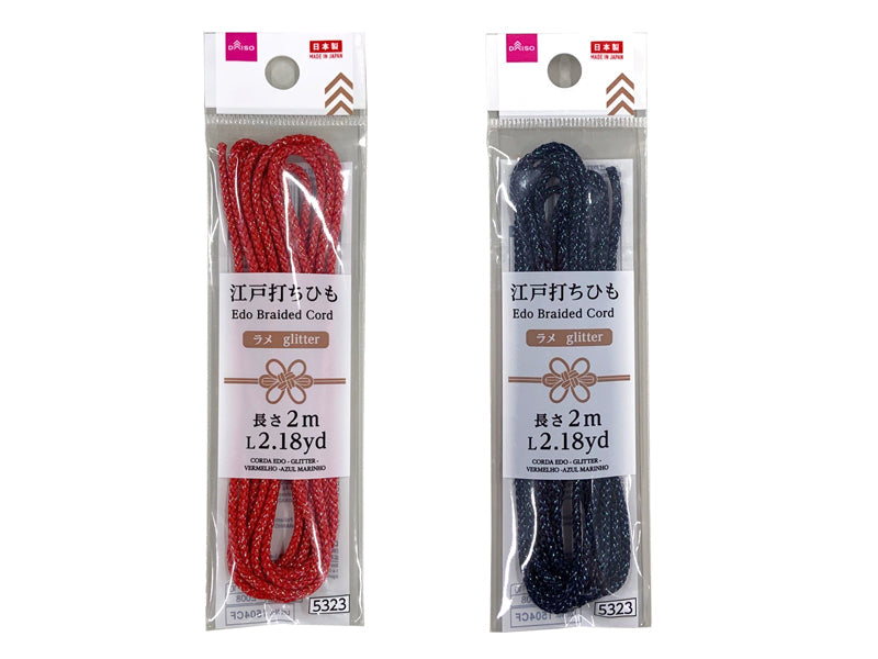 Edo Braided Cord (Lame, Red & Navy)