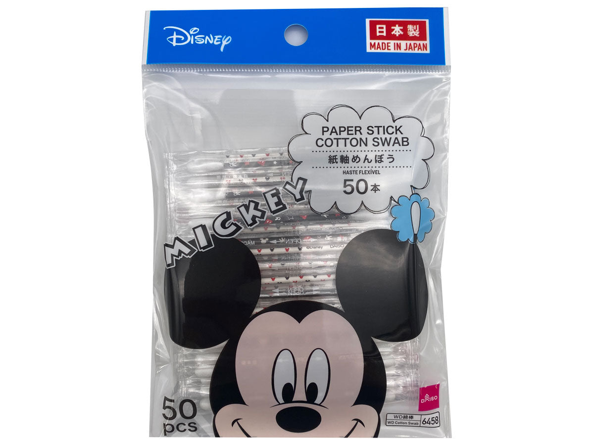 Antibacterial Paper Stick Cotton Swabs, 50 pcs (Mickey Mouse)