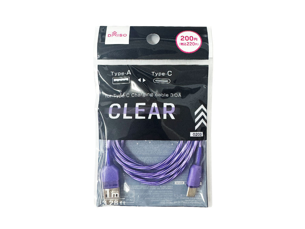 Type-C Compatible Charging & Transfer Cable (Clear Purple)