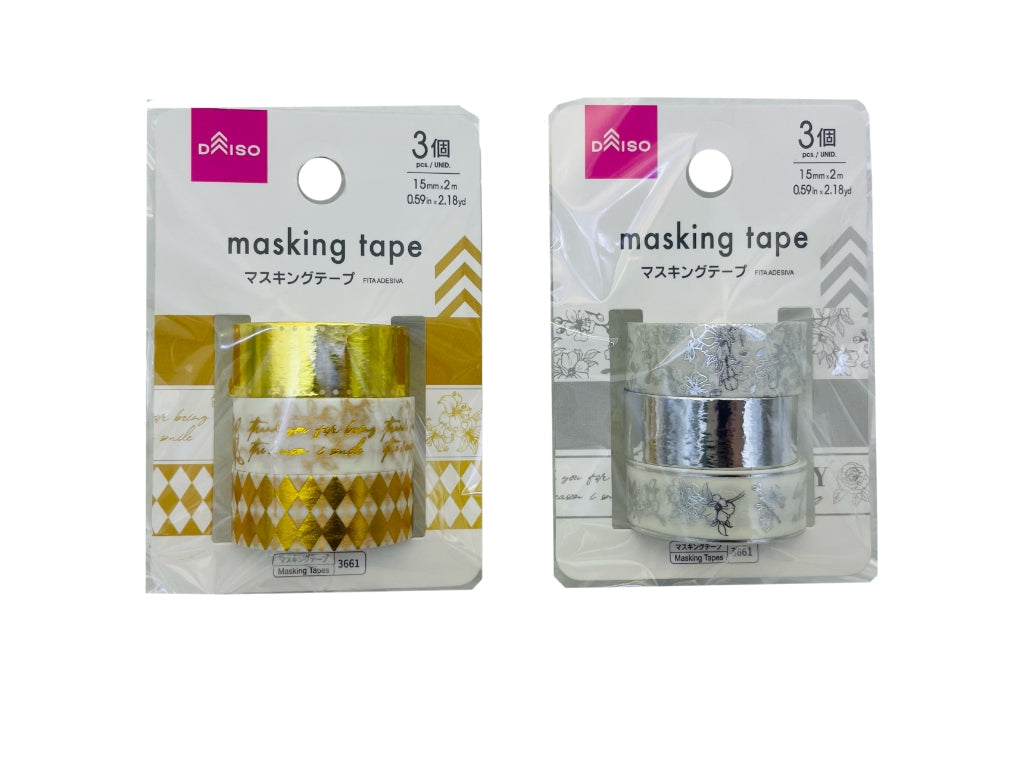 Masking Tape (Foil Press, Lettering, 3 Pieces)