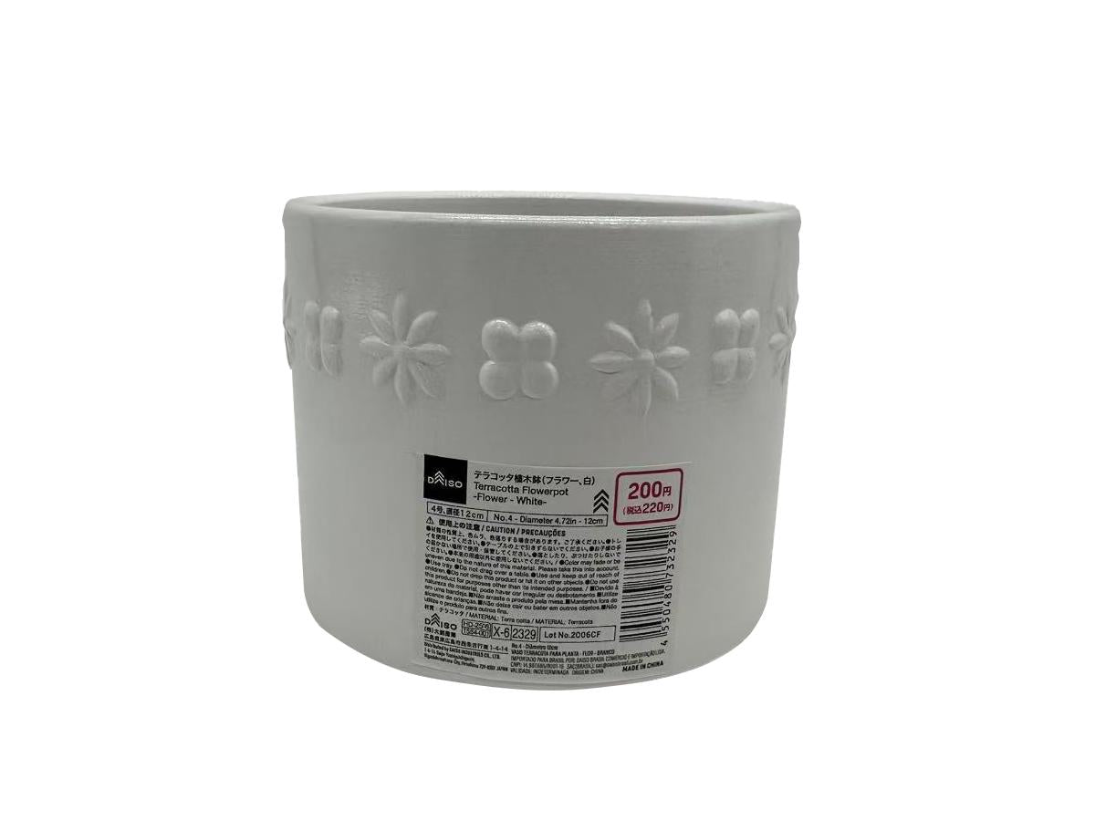 Terracotta Plant Pot (Flower, White)