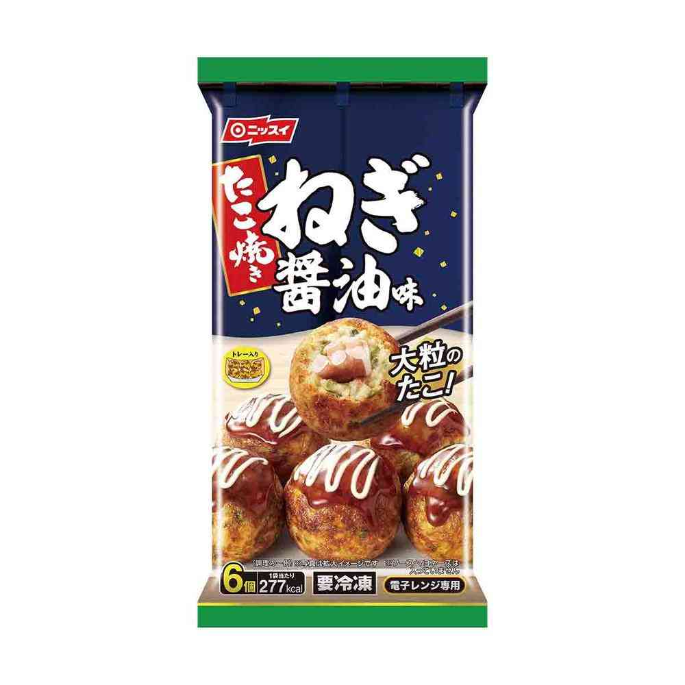 Nissui Takoyaki with Green Onion Soy Sauce Flavor 6 pieces 180g x 12 bags (Direct Shipping, Cool Delivery)