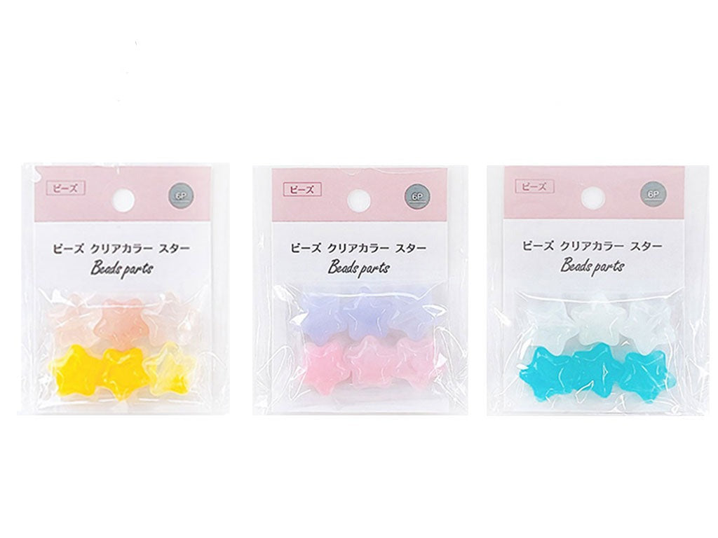 Clear Color Star Beads 6P