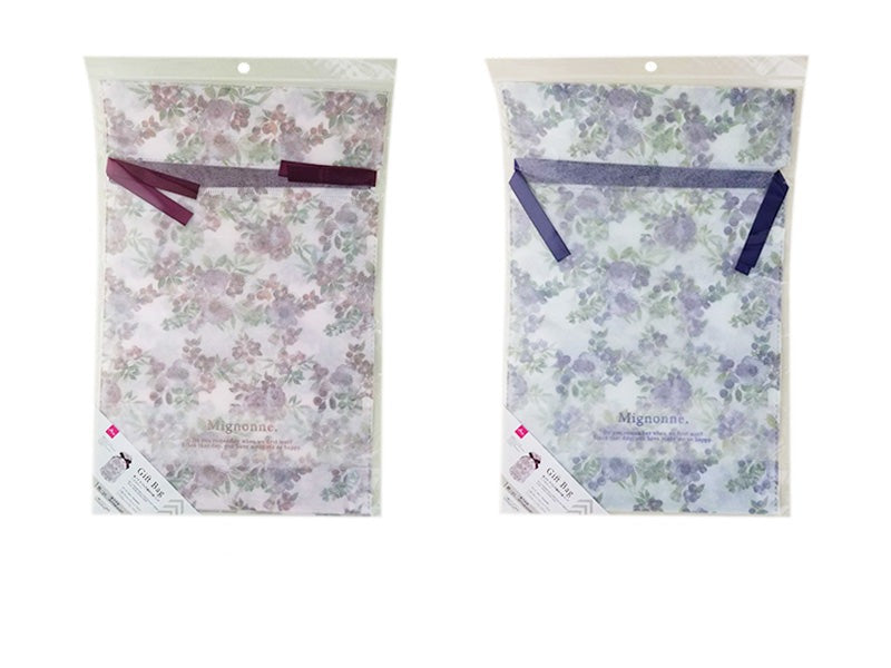 Bottom Gusset Double Non-Woven Drawstring Bag (Flower)