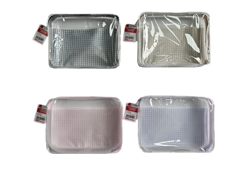 Gingham Check L-Shaped Pouch (Pink, Purple, Black, Beige)