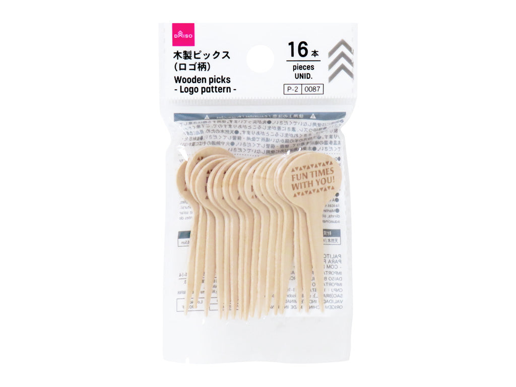 Wooden Picks (Logo Pattern, 16 Pieces)
