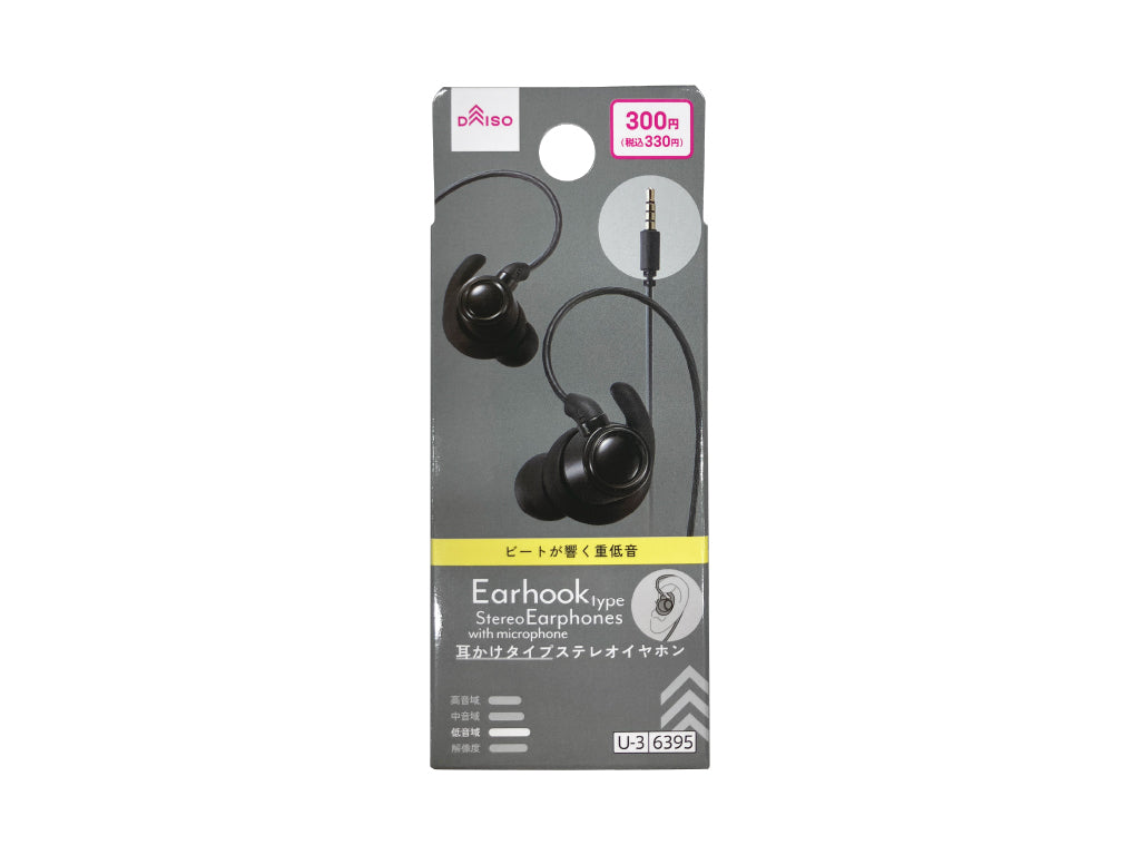 Ear Hook Type Stereo Earphones (with Microphone, Black)