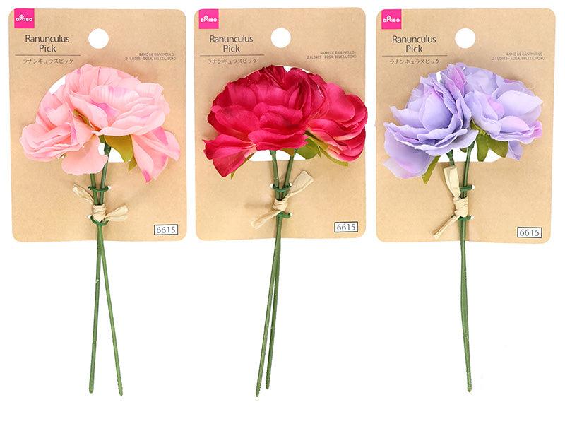 Ranunculus Pick (2 Flowers, Pink, Beauty, Purple)