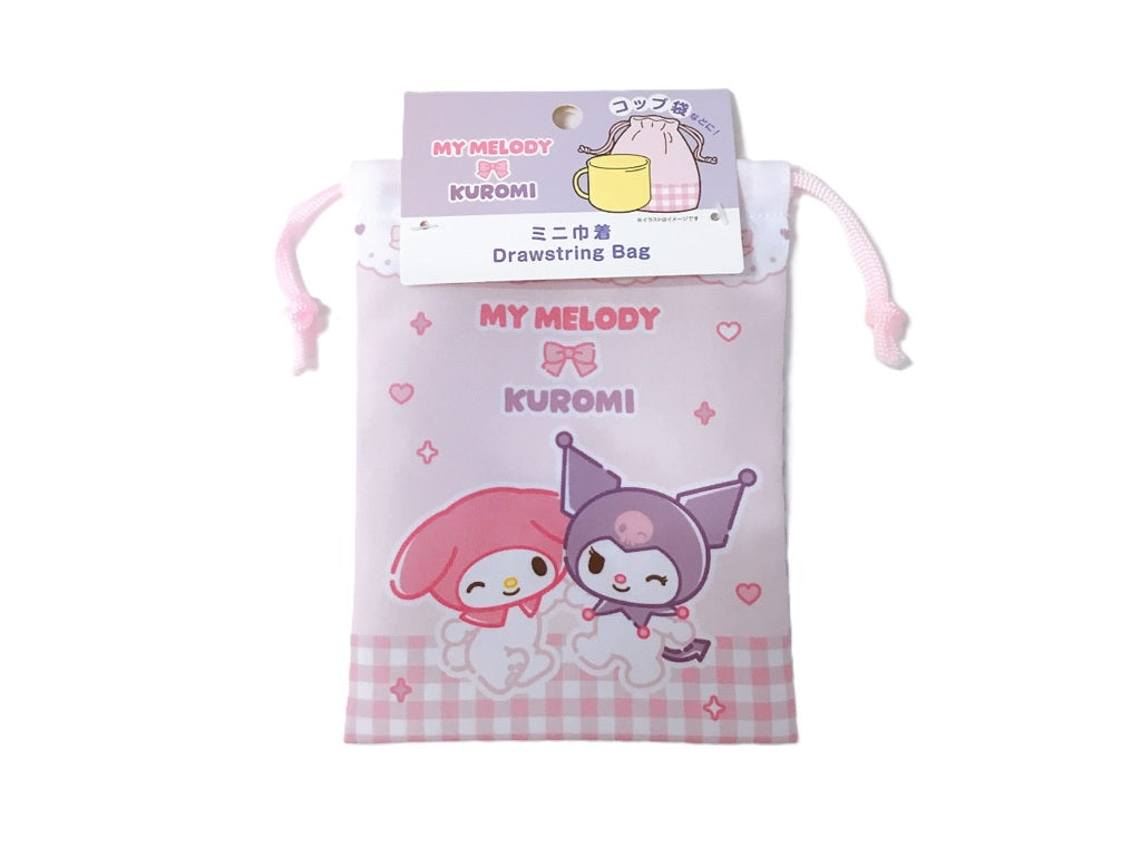 Mini Drawstring Bag My Melody Kuromi Gingham Check
