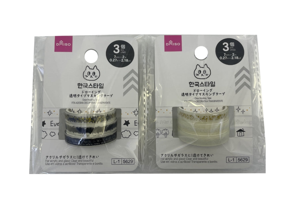 Transparent Masking Tape (Korean Style Drawing, 3 pieces)