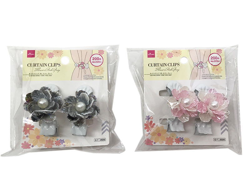 Curtain Clips (Flower, Pink, Gray)