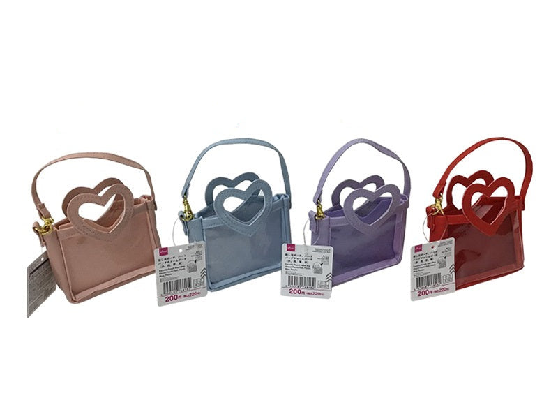 Oshi-Katsu Pouch with Heart Bag Charm (Red, Pink, Blue, Purple)