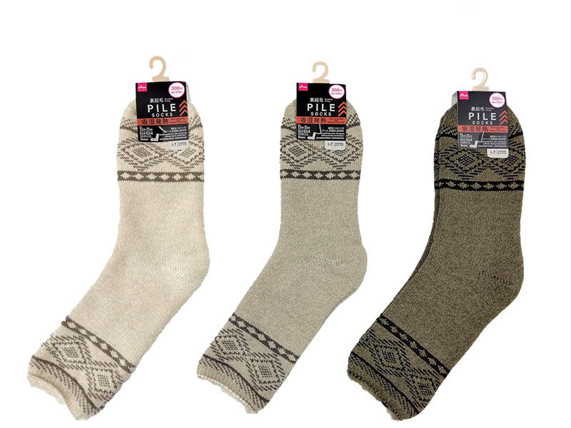 Women's Fleece-Lined Pile Socks (Moisture-Wicking, Geometric Pattern)