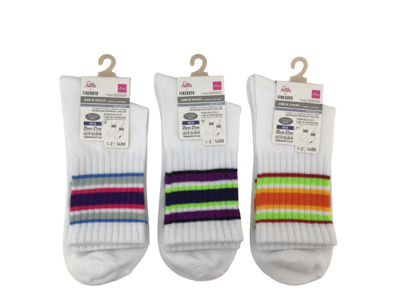 Men's Ribbed Color Ankle Socks (Line, Logo)