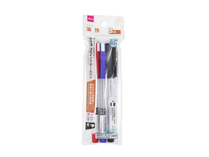 Easy Grip Thick Body Low Viscosity Oil-Based Ink Ballpoint Pen (Black, Red, Blue, 3 Pieces)