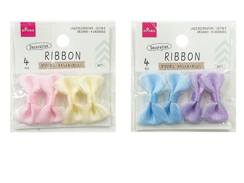 Decorative Ribbon (Satin x Organza, 4 pcs)