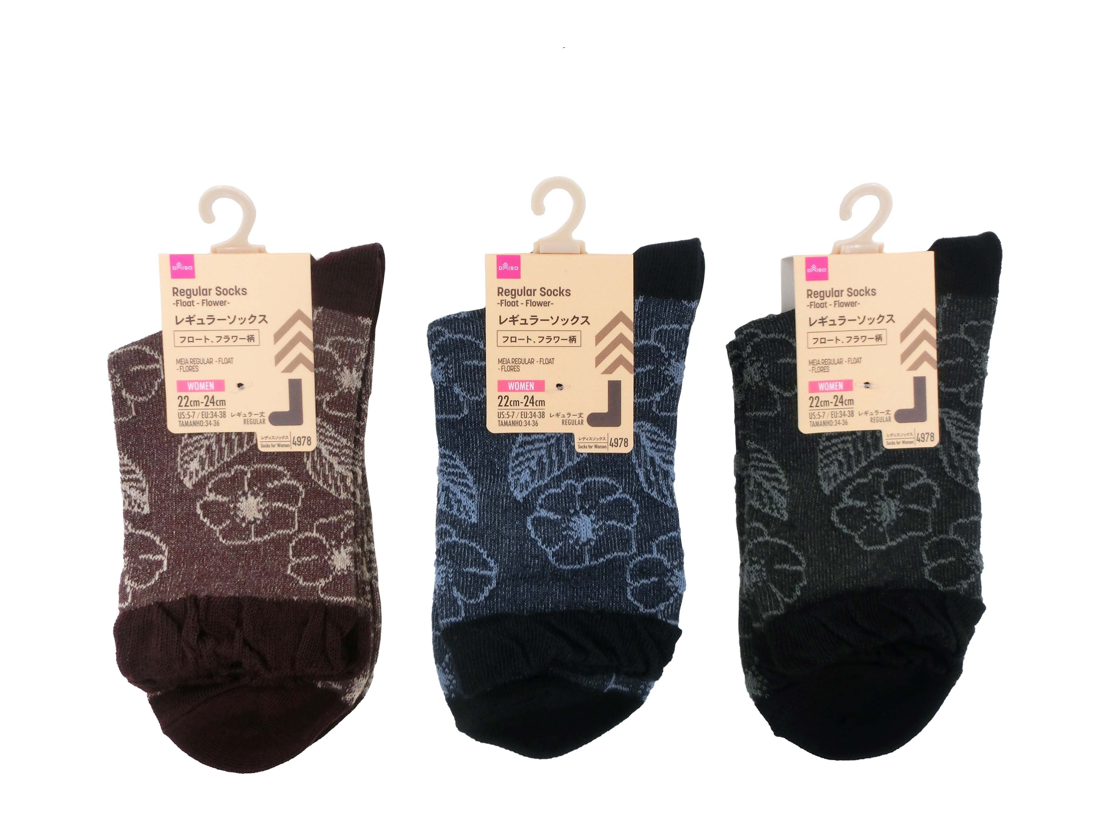 Regular Socks (Float, Flower Pattern)