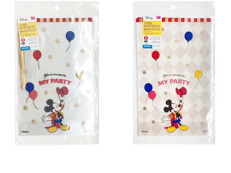 Bottom Gusset Clear Bag, 6 Pieces (Mickey Mouse)