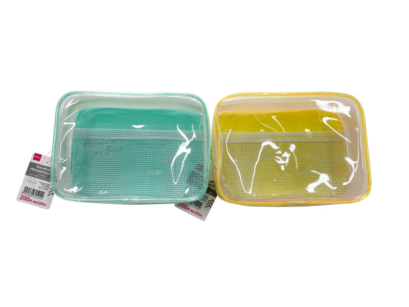 Pouch with Gusset (Mesh Pocket, Green, Yellow)