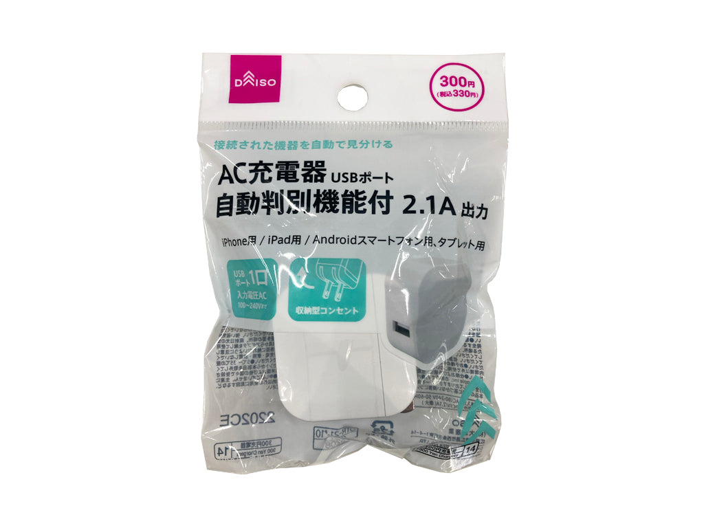 AC Charger (Auto-Detection, USB Port, White)